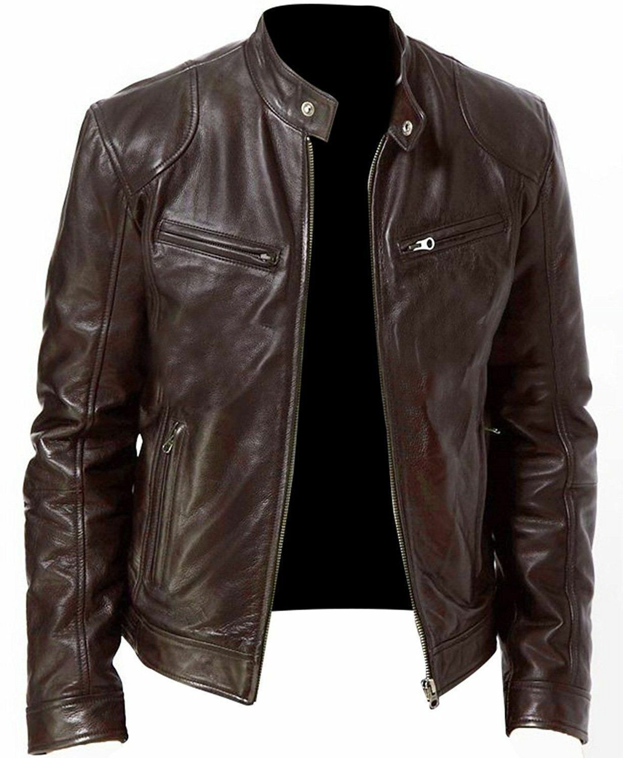Men's Leather Jacket Stand Neck Tight Fashion Pu Jacket High-quality Men's Motorcycle Jacket Chaqueta Invierno Hombre 2025