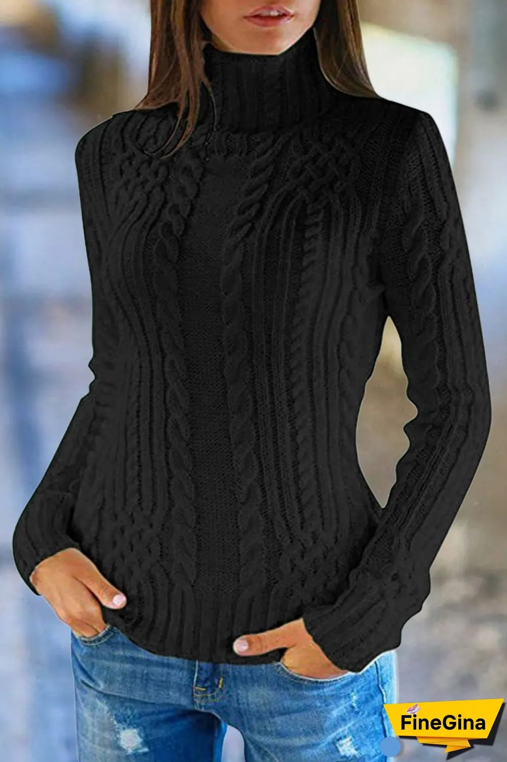 Cotton Sweater with a high neckline
