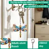 1PC, porte-cl&eacute;s en diamant libelluline 3D DIY avec boucle homard, porte-cl&eacute;s en diamant double face avec cha&icirc;ne de ressort, cristal en tistras, mosa&iuml;que de diamants, cadeau unique fait main