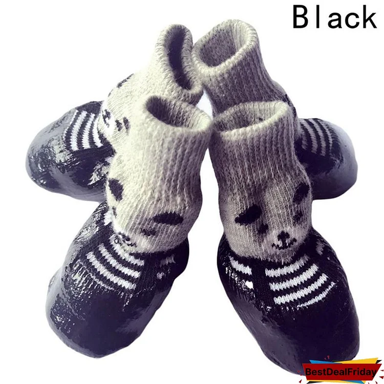 4pcs/Set Cute Cotton Rubber Pet Dog Shoes Waterproof Non-slip Dog Rain Snow Boots Socks For Puppy Large Small Cats Dogs