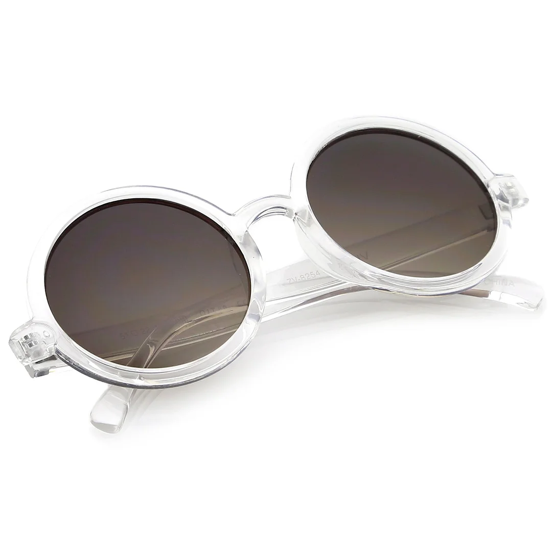 Classic Retro Horn Rimmed Neutral-Colored Lens Round glasses 52mm
