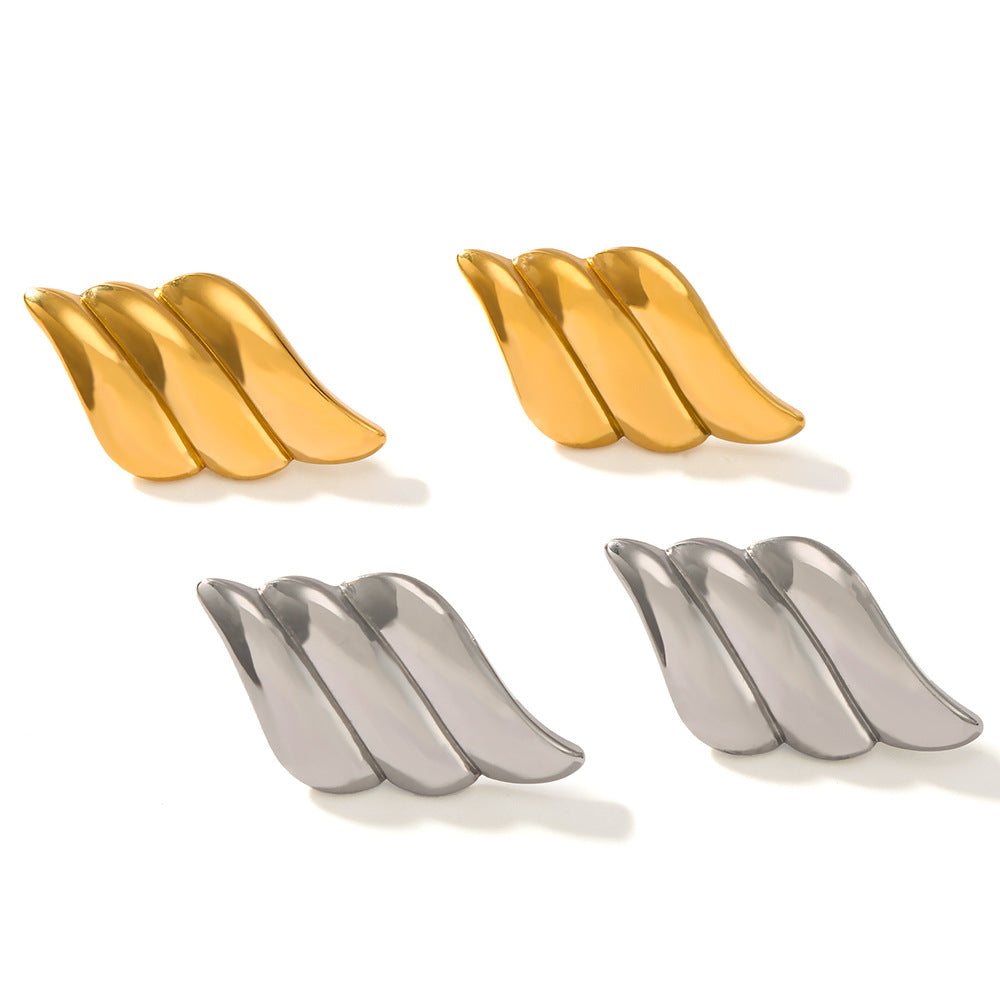 IG Style Wing Irregular Geometric Stainless Steel Electroplating Earrings