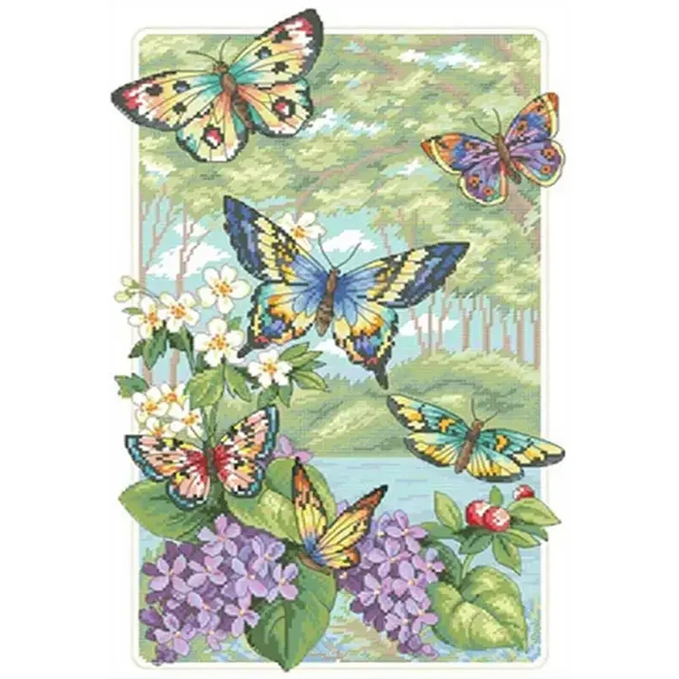 Joy Sunday Butterfly Forest 14CT Stamped Cross Stitch 32*47CM