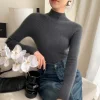 RONGYI 100% Cashmere Sweater Women Turtleneck Knitted Top 2024 Fall Winter Warm Long Sleeve Pullover Solid Fashion Clothing