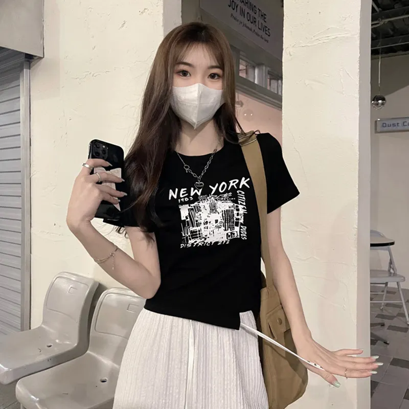 Brownm Brownm Girl Style Design Sense Short T-Shirt Summer 2024 New Irregular Chic Niche Ins Short Sleeve Shirt Women's Fashion