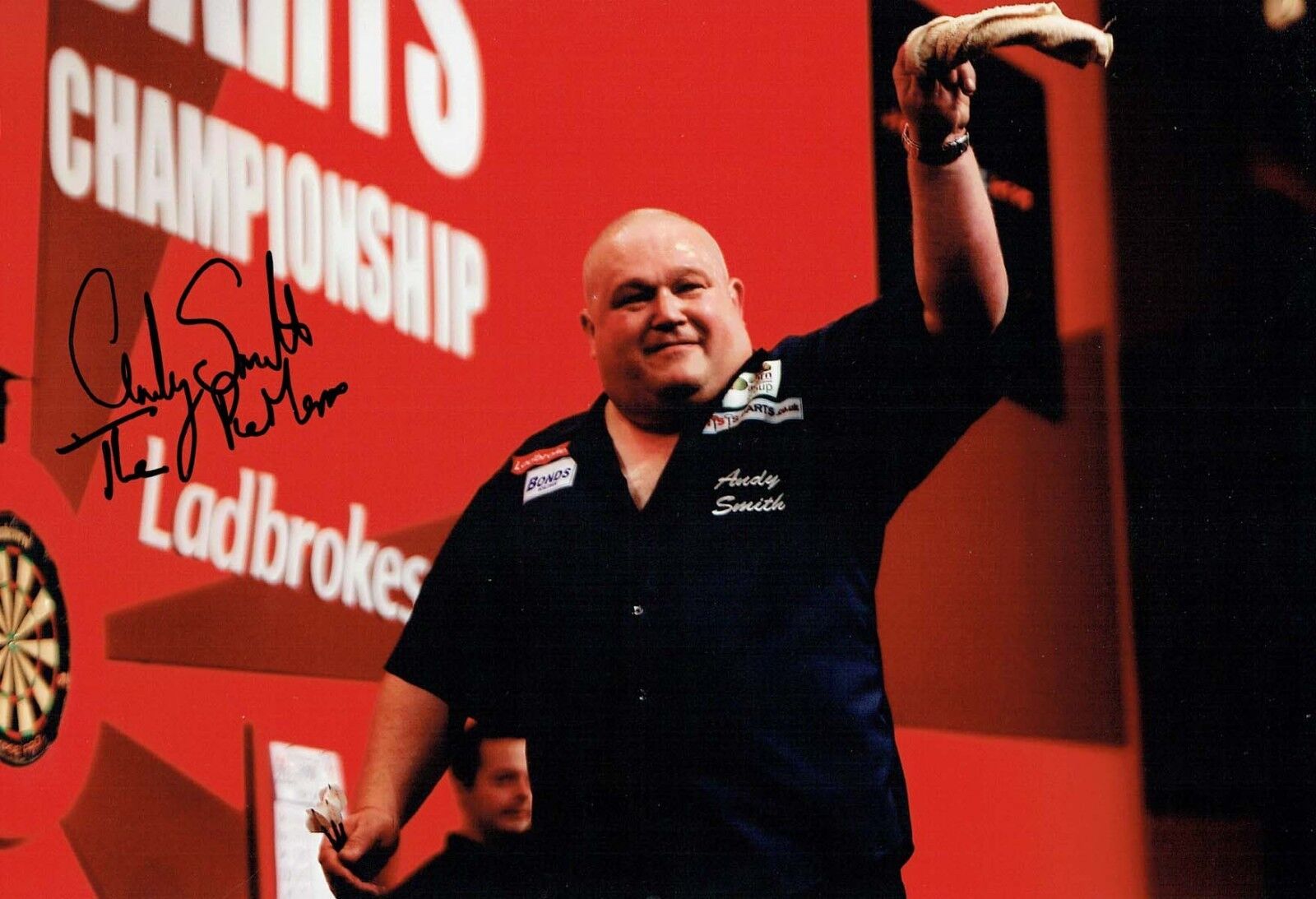 Andy SMITH The Pie Man Signed 12x8 Autograph Photo Poster painting 2 AFTAL COA Darts PDC Tour