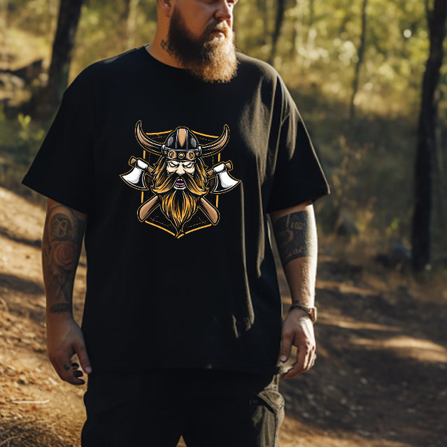 Legend Of The North Viking Warrior And Ax Men's Black T-shirt