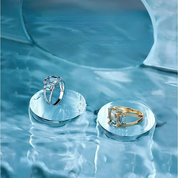 Natural Aquamarine Colorful Light Luxury Premium Ring