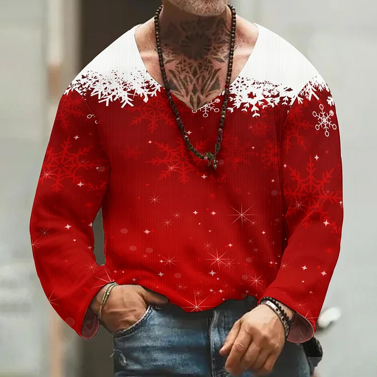 Christmas Casual Printed V-neck Sweater