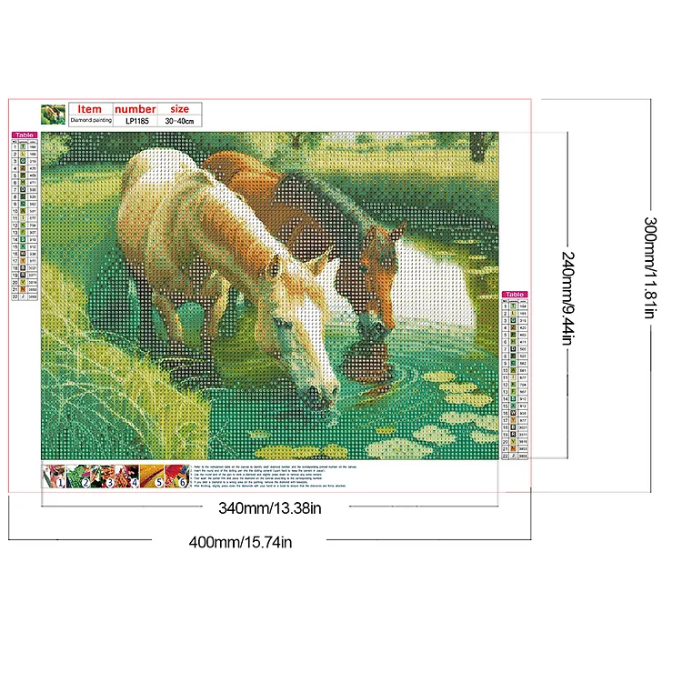 DIY Diamond Painting HORSES Home Decor 30cm X 40cm 11.81 X 15.75 