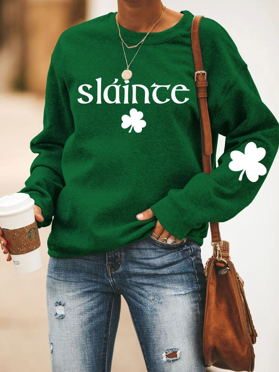 Slainte St Patrick's Day Shamrock Lucky Sweatshirt