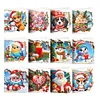 (US Local)12PCS DIY Xmas Pattern Rhinestone Diamond Art Mosaic Postcards for Celebrations