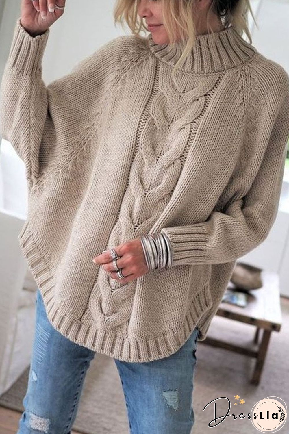 Turtleneck Loose Knitted Jumper Winter Streetwear(3 Colors)