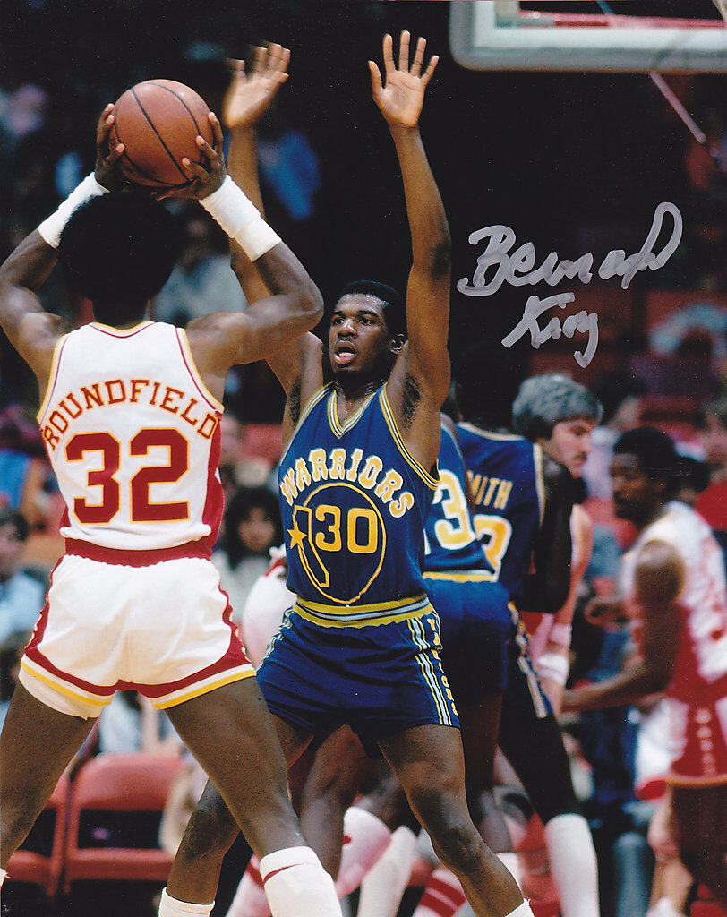 BERNARD KING GOLDEN STATE WARRIORS ACTION SIGNED 8x10