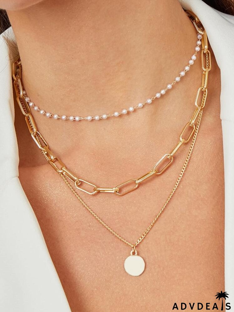 Disc Charm Layered Necklace