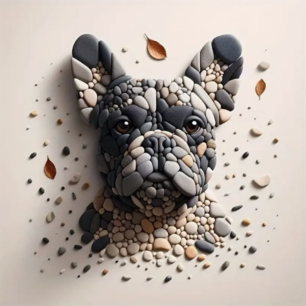 Stone Art Puppy 30*30cm(canvas) full round drill diamond painting
