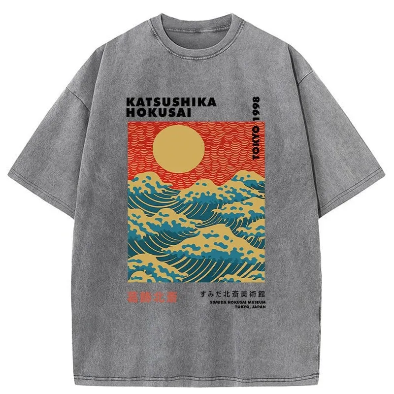 Katsushika Hokusai Washed T-shirt artswardrobe