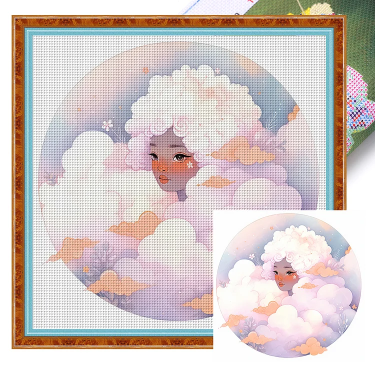 Cloud Girl - Printed Cross Stitch 11CT 50*50CM