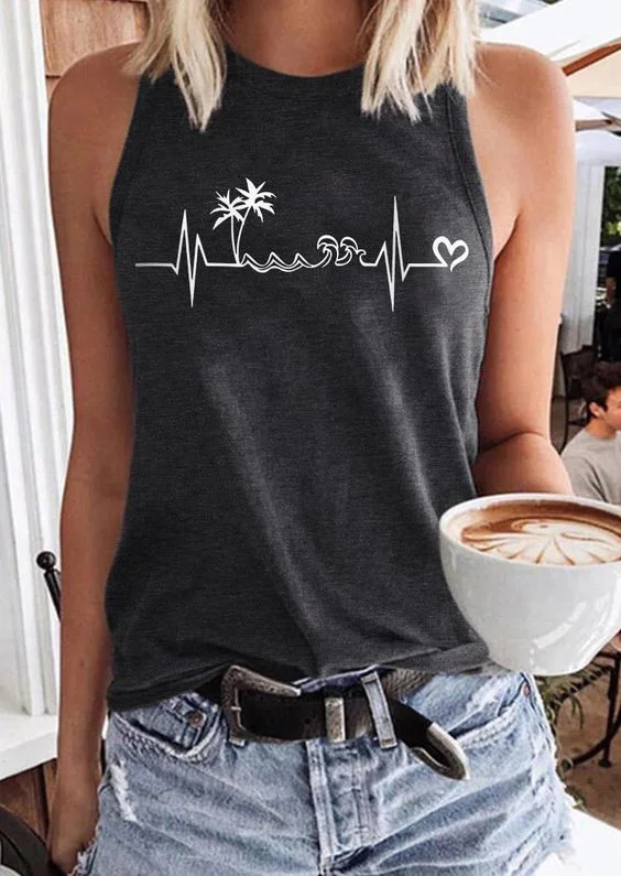 Beach Heartbeat Print Women's Vest