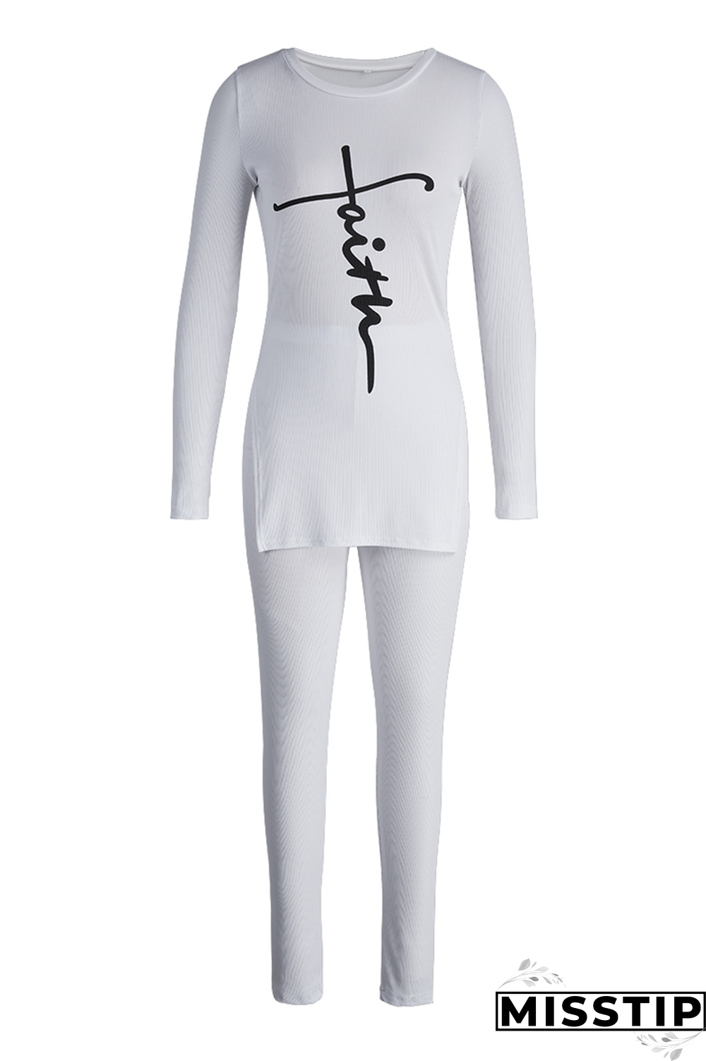 Green Casual Print Patchwork O Neck Long Sleeve Two Pieces