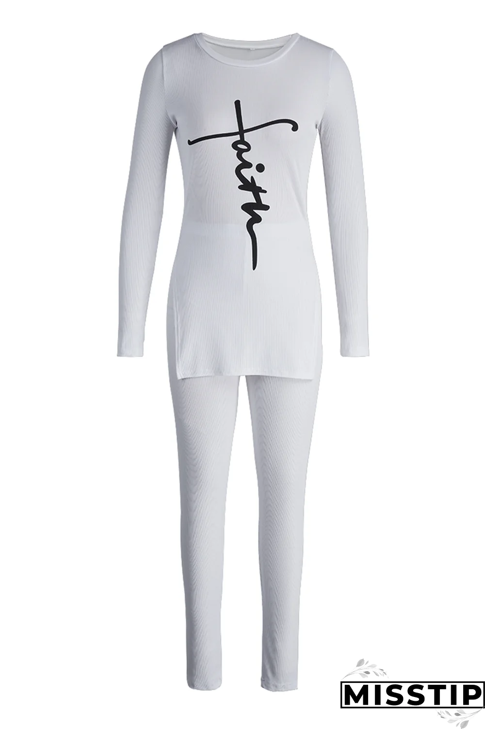 Green Casual Print Patchwork O Neck Long Sleeve Two Pieces