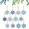 12pcs 2D Flat DIY Diamond Painting Keychain Double Sided Keyrings (Snowflakes)