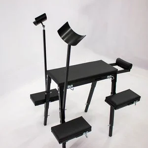 pornhint Pornhint BONDAGE BENCH with legs stirrups and restraints for spanking, whipping gear. bdsm bed, dungeon chair for adult games. Fetish furniture