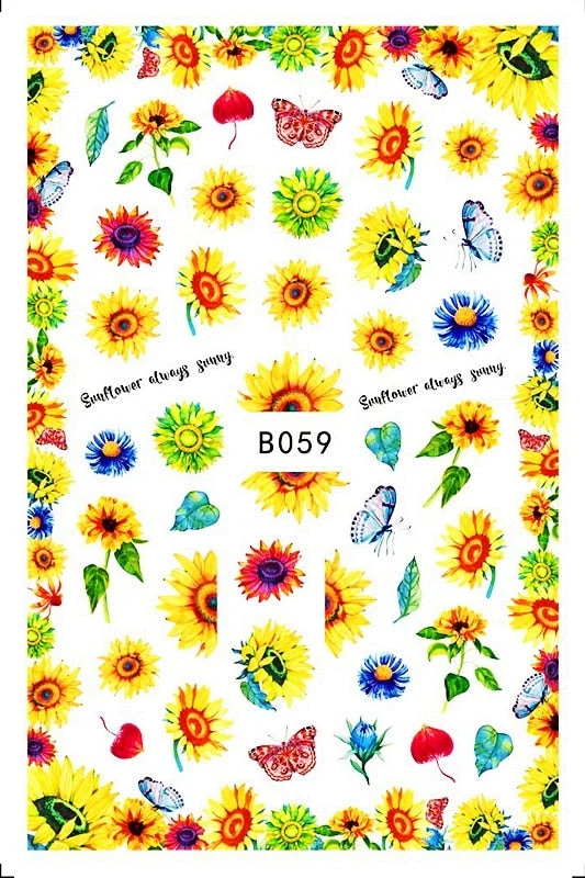 Popular Daisy Nail Sticker for Design Decoration Sunflower Nail Art Decals Adhesive Himawari Sticker for Nail Manicure Design