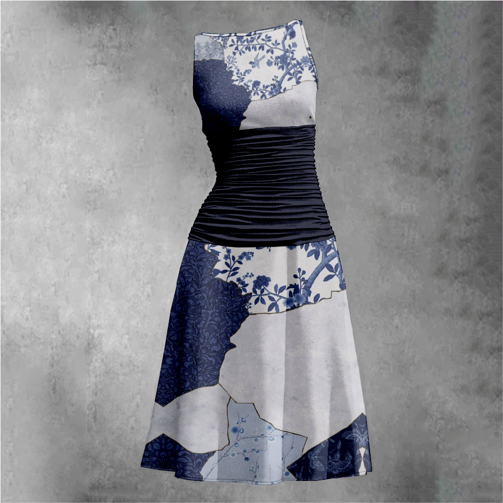 Women's Retro Patchwork Printed Maxi Dress