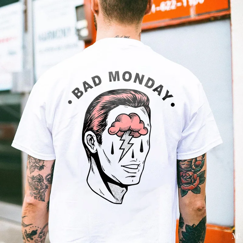 BAD MONDAY printed loose T-shirt designer - Krazyskull