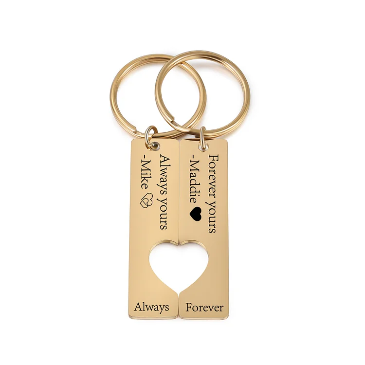 Personalized Couple Keychain Set Engrave Name Heart Matching Couple Gifts