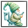 Goblin Goes To Toilet-18CT Stamped Cross Stitch 25*25cm/9.84*9.84in