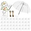 52 Inch Large Clear Bubble Umbrella Bulk with Classic Hook Handle Decorative Clear Wedding Dome Umbrella with Thank You Tags and Rope Guest Souvenirs for Wedding Party Bridal Favors
