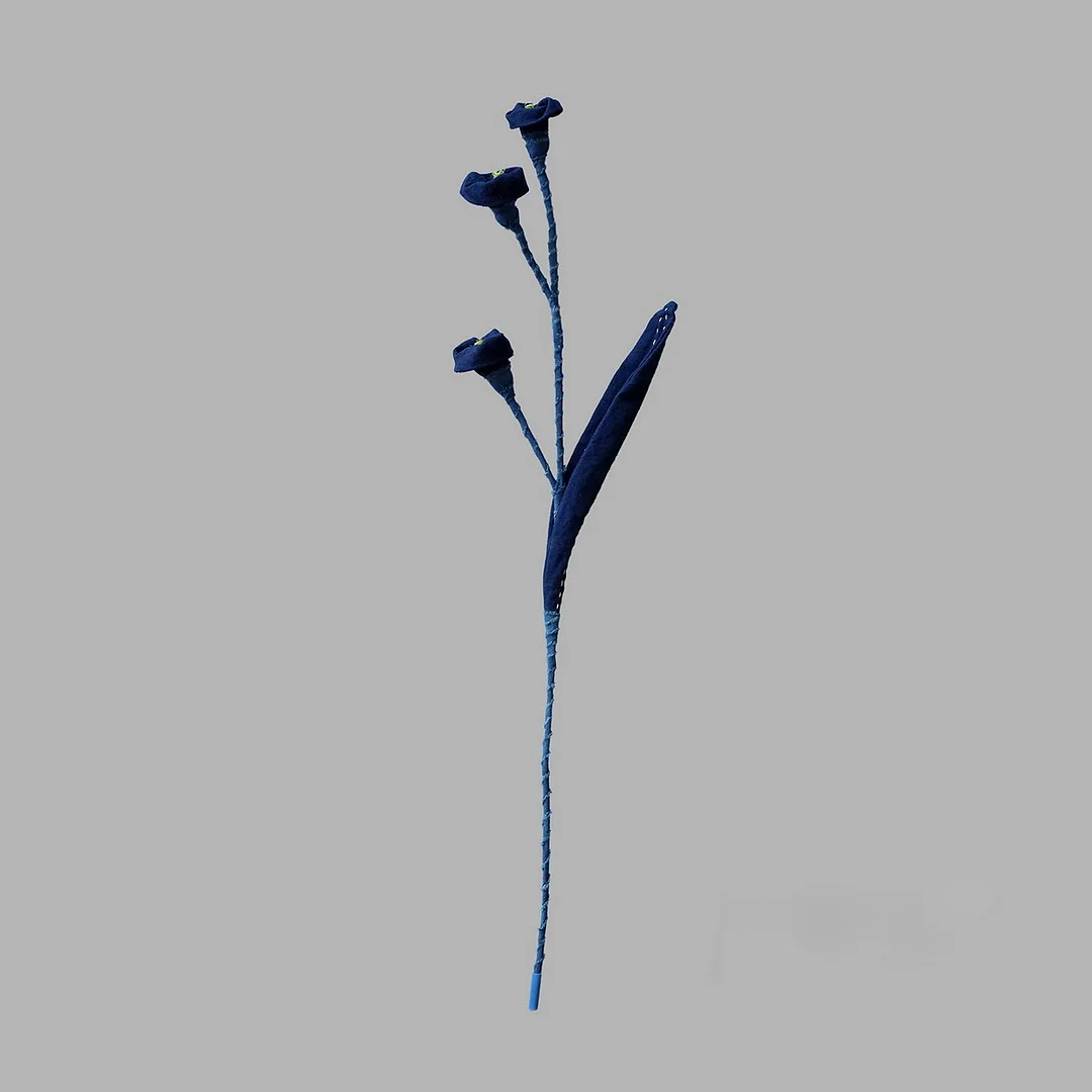 Handmade Blue Dye Cloth Art Lily of the Valley Flower Arrangement Home Decor