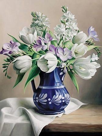 

White Flowers In A Vase – Paint By Numbers - 40*50CM, 501 Original