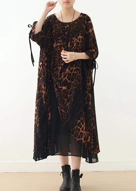 Women's Loose Large Irregular Leopard Chiffon Dress ( Limited Stock)