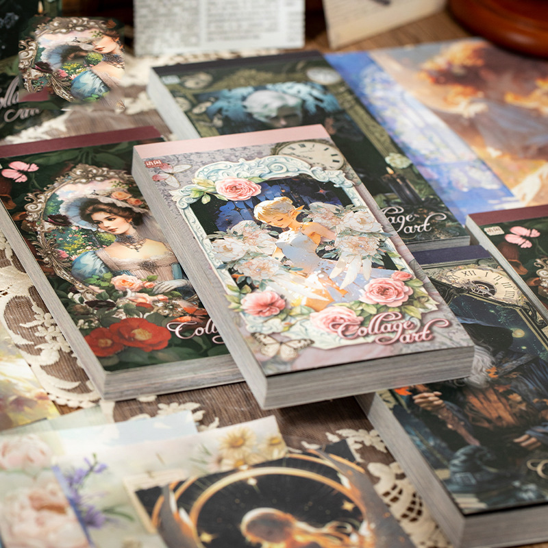 소재 종이 - 콜라주 아트 시리즈 빈티지 다크 꽃 캐릭터 풍경