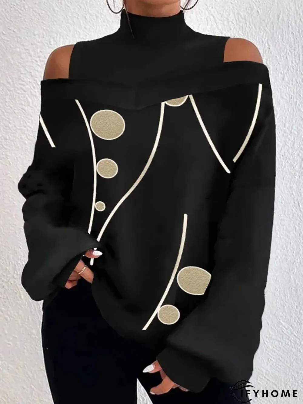 Loose Turtleneck Geometric Casual tunic Top | IFYHOME
