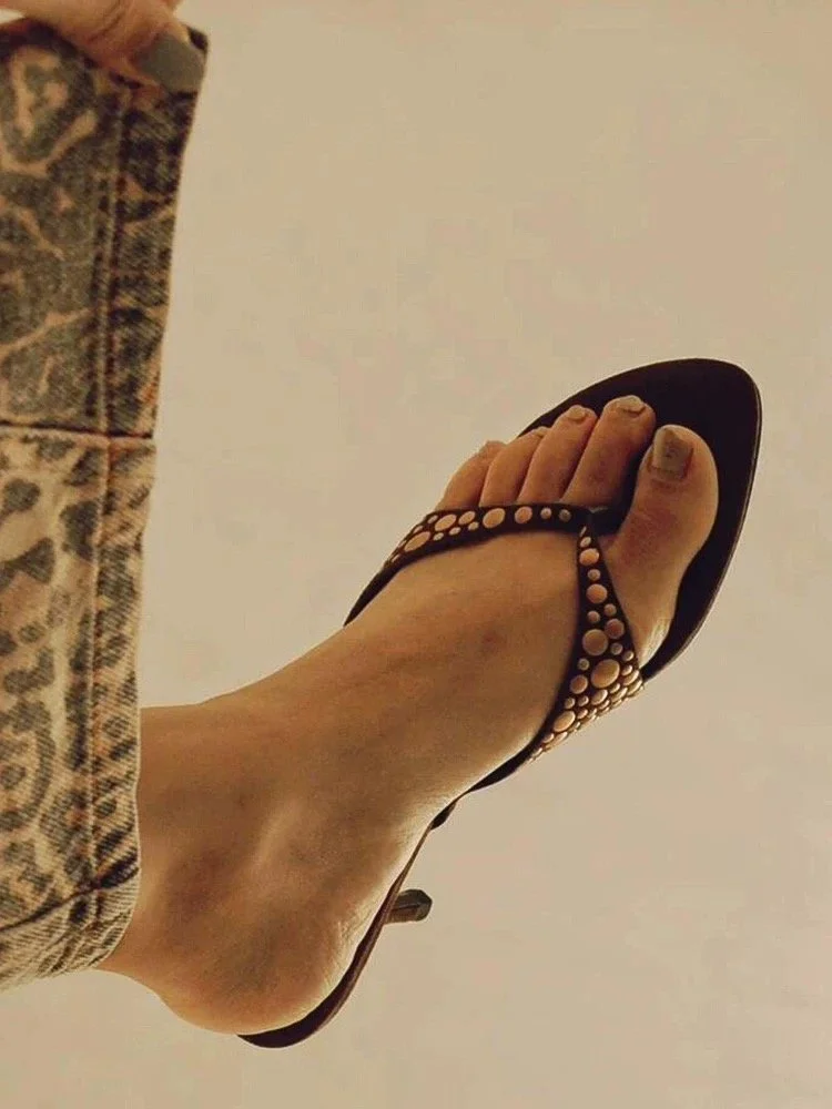 Yyvonne New Clip Toe Cool Slippers Velvet Characters High And Fine And Round Head Slippers Women Summer Wear