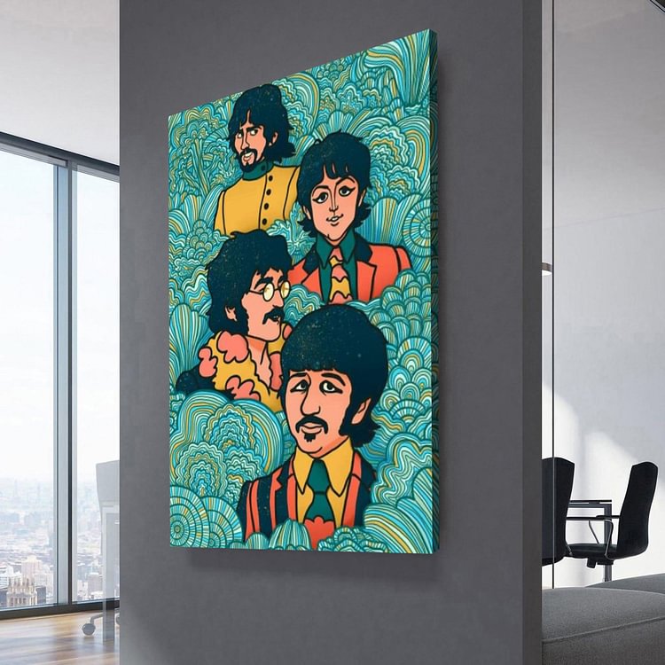 The Beatles Yellow Submarine Comic Canvas Wall Art