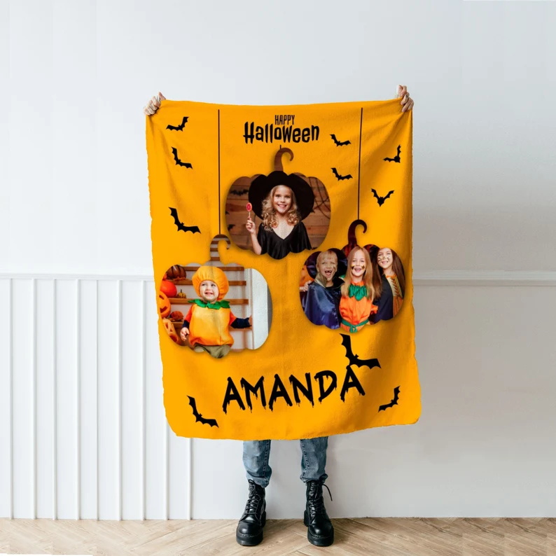 Halloween Blanket Personalized Family Photo Blanket
