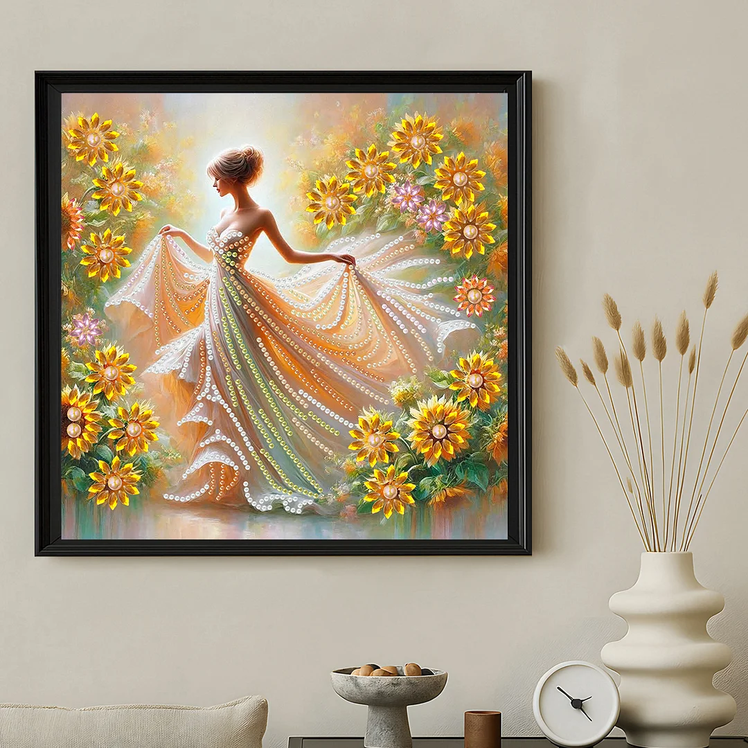 Diamond Painting - Partial Special Shaped Drill - Sunflower Girl(Canvas|30x30cm)
