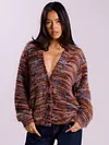 Women's Retro Deep V-Neck Mohair Plush Long Sleeve Cardigan Coat