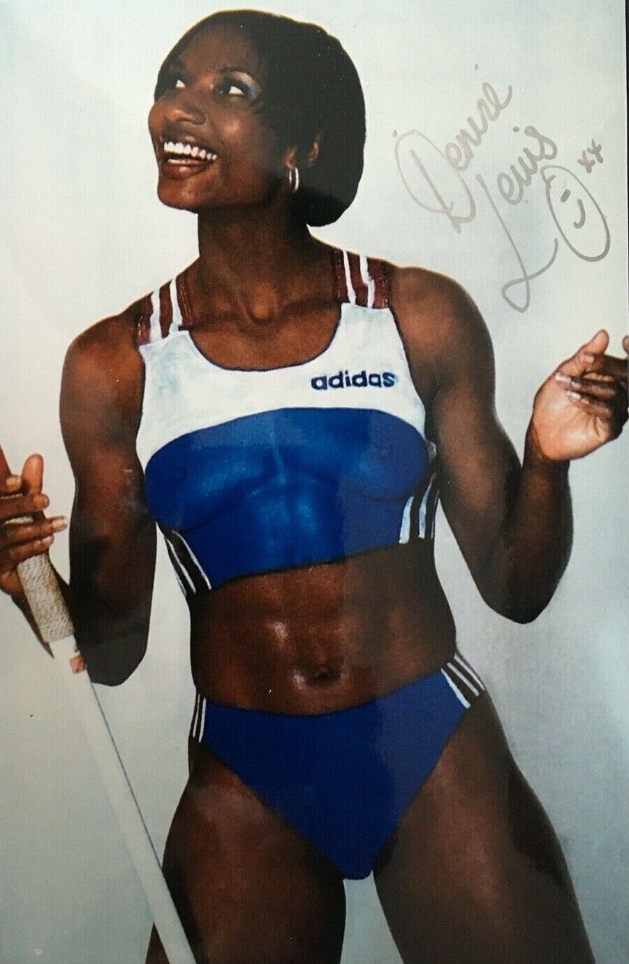 DENISE LEWIS - OLYMPIC GOLD MEDAL WINNER - SIGNED NAKED BODY PAINT Photo Poster painting