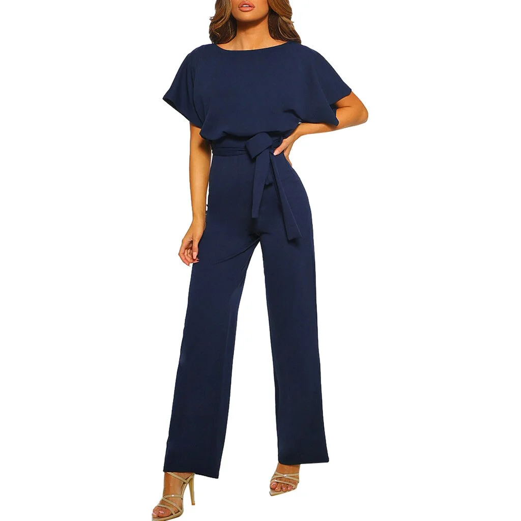 2021 Women Casual Jumpsuits Vintage Rompers Loose Wide Leg Female Playsuit Clubwear Straight Leg With Beltcombinaison femme