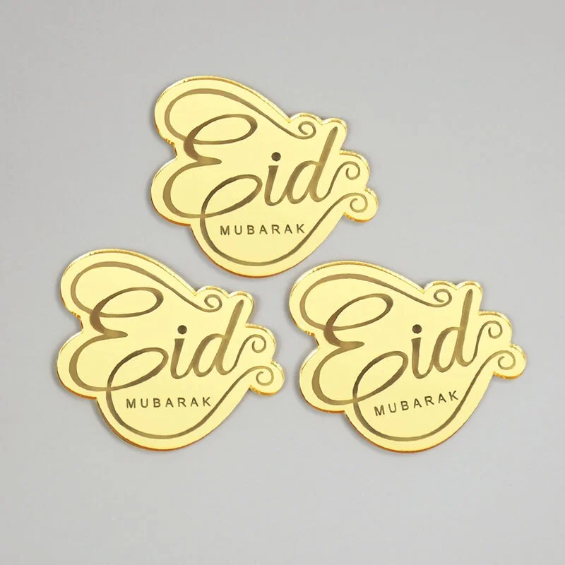 5/10pcs Eid Mubarak Acrylic Cupcake Topper Gold Ramadan Kareem Cake Topper Islamic Muslim Festival Party Cake DIY Decorations