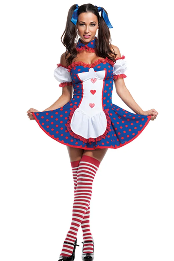 Sexy Adult Risque Rag Doll Halloween Costume Blue-elleschic