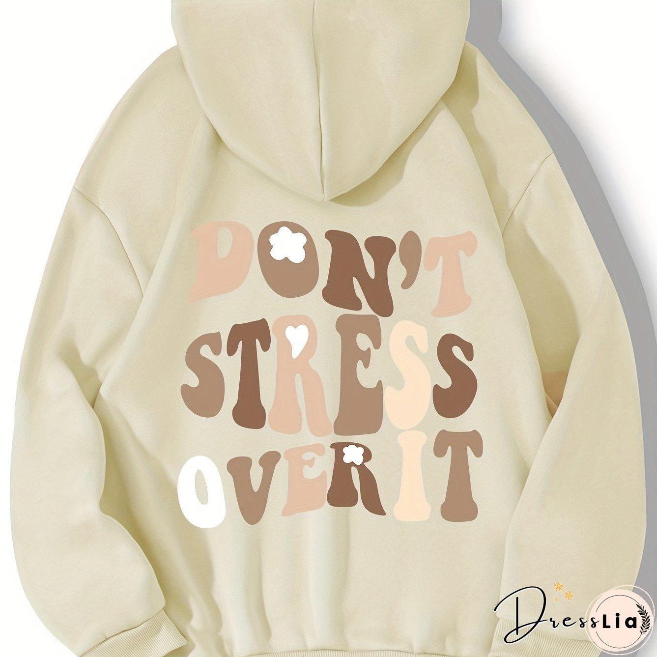 Plus Size Casual Sweatshirt, Women's Plus Art Letter Print Long Sleeve Drawstring Hoodie Sweatshirt