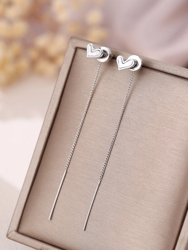1 Pair Fairy Style Casual Heart Shape Solid Color Inlay Copper Zircon Drop Earrings