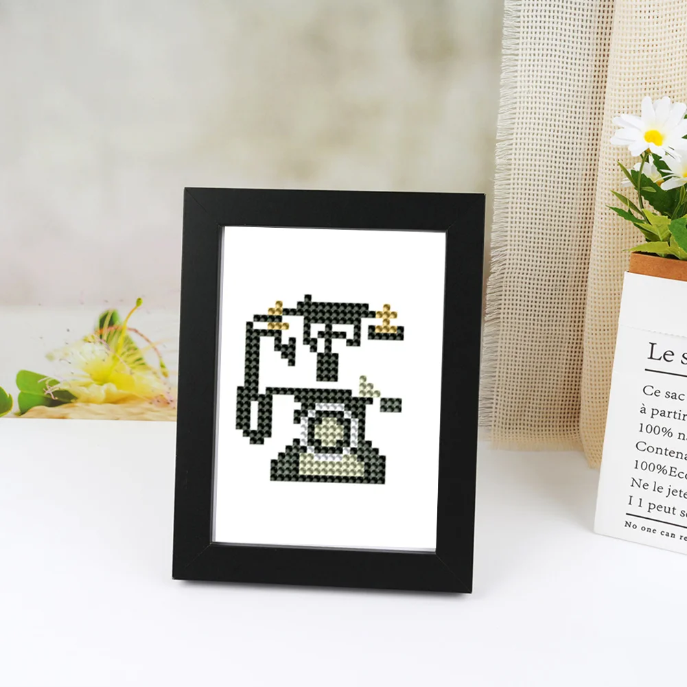 12pcs Clock DIY Mini Round Diamond Painting Set Desktop Decor No Frame12x8cm